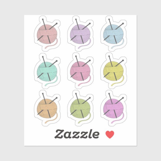 Knitting Pastel Yarns Hooks Hobby Bujo Planner Sticker (Sheet)