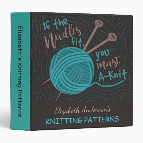 Knitting Pattern Book Cute Knitters Humor  Custom Binder