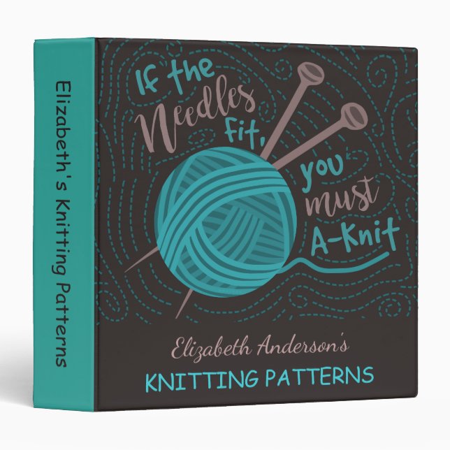 Knitting Pattern Book Cute Knitters Humor | Custom Binder (Front/Spine)