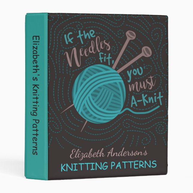 Knitting Pattern Book Cute Knitters Humor | Custom Mini Binder (Front/Spine)