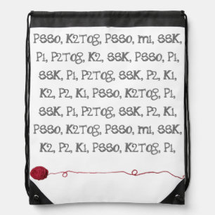 Knitting Pattern Crafts Yarn Ball Red Project Drawstring Bag