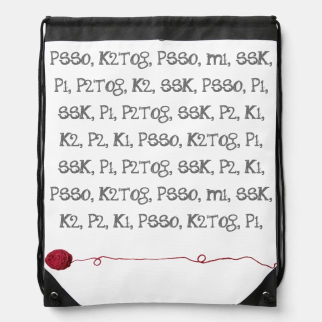 Knitting Pattern Crafts Yarn Ball Red Project Drawstring Bag (Front)