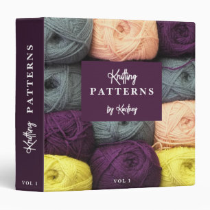 Knitting Patterns By Custom Name Photo Hobby 3 Ring Binder