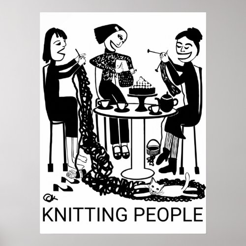 Knitting People Poster