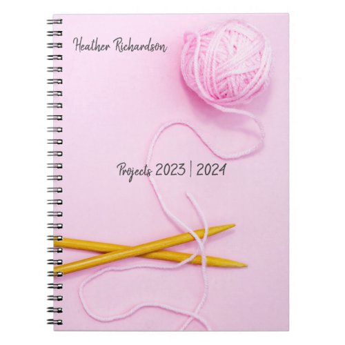 Knitting personalizable yarn pink craft  notebook
