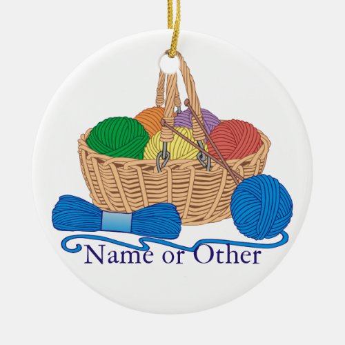 Knitting Personalized Ceramic Ornament