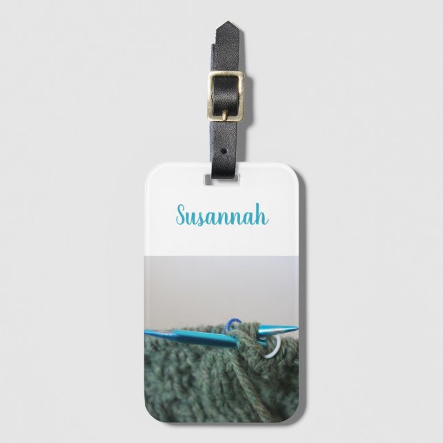 Knitting Personalized Luggage Tag (Front Vertical)