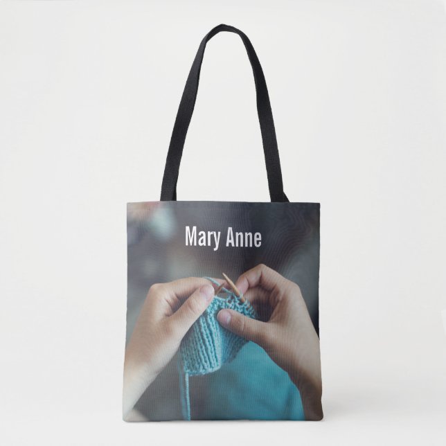 Knitting Personalized Project Tote Bag (Front)
