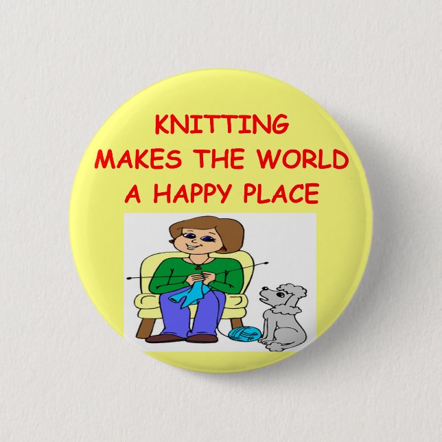 knitting pinback button (Front)