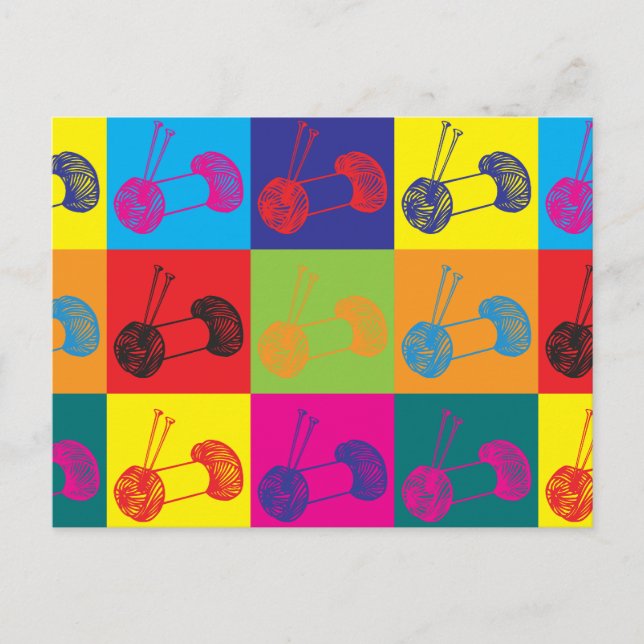 Knitting Pop Art Postcard (Front)