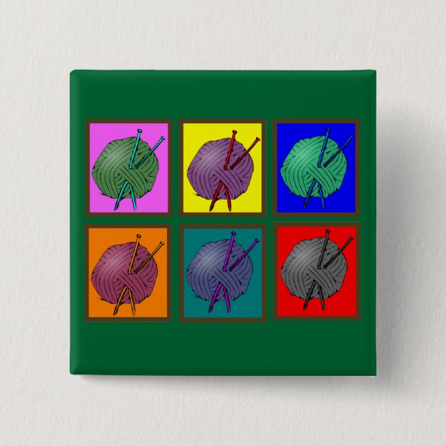 Knitting Popart Gifts Button (Front)