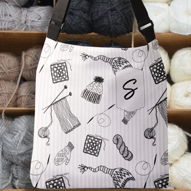 Knitting Project Hand Drawn Pattern Crossbody Bag (Creator Uploaded)