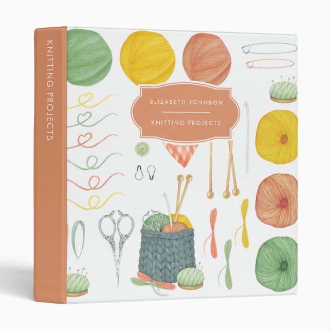 Knitting Projects Patterns Organizer Binder (Front/Spine)