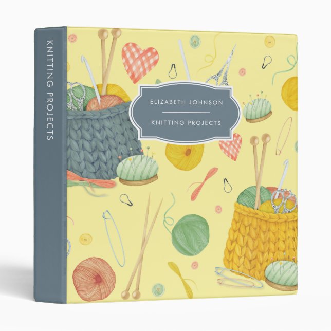 Knitting Projects Patterns Organizer Binder (Front/Spine)