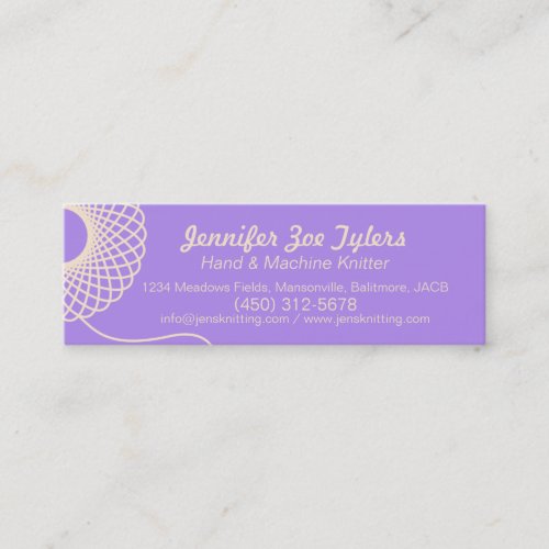 Knitting purple cream skinny business cards