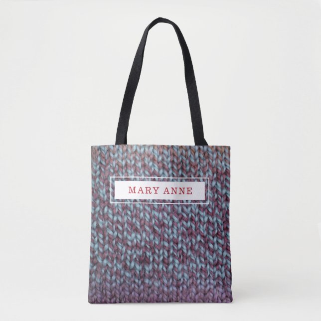 Knitting Purple Personalized Tote Bag (Front)