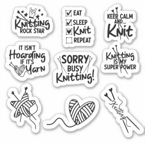 Knitting quotes sticker sheet