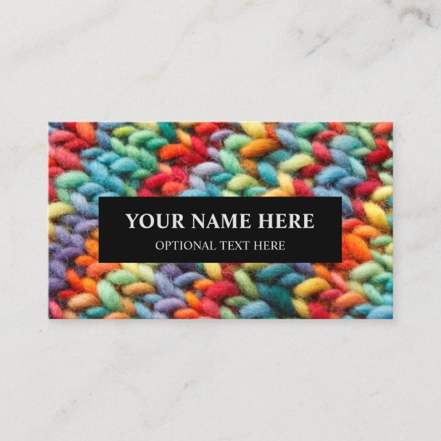 Knitting Rainbow Yarn Business Card (Front)