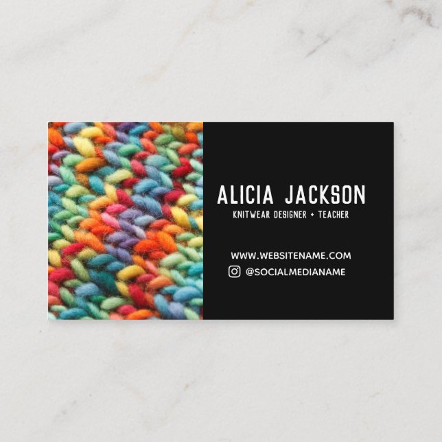 Knitting Rainbow Yarn Business Card (Back)