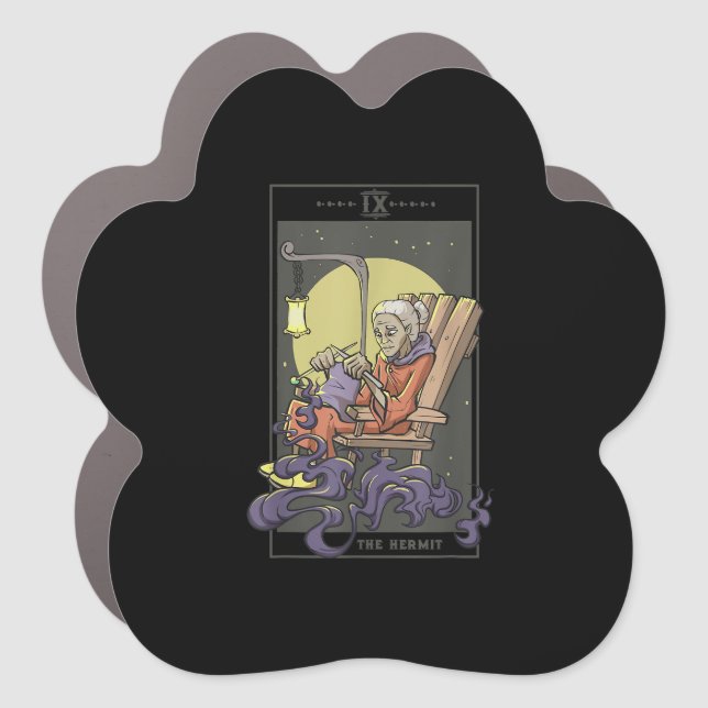 Knitting Sewing Hermit Tarot Card Crochet Quilting Car Magnet (Front)