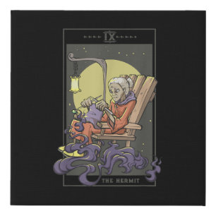 Knitting Sewing Hermit Tarot Card Crochet Quilting Faux Canvas Print
