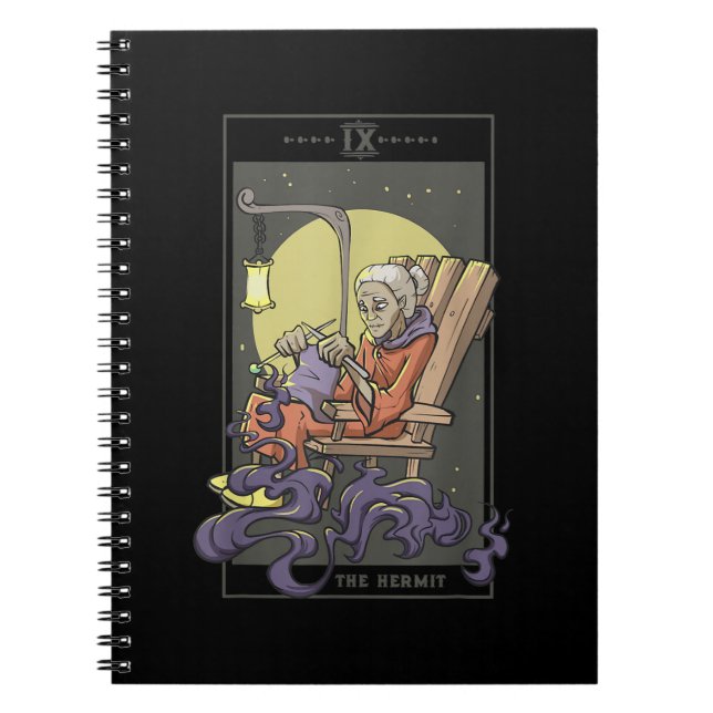 Knitting Sewing Hermit Tarot Card Crochet Quilting Notebook (Front)