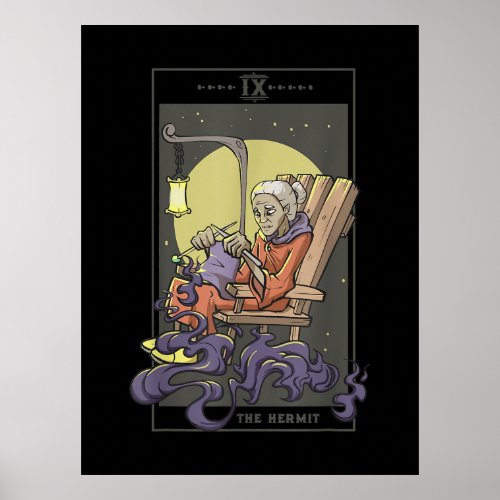 Knitting Sewing Hermit Tarot Card Crochet Quilting Poster
