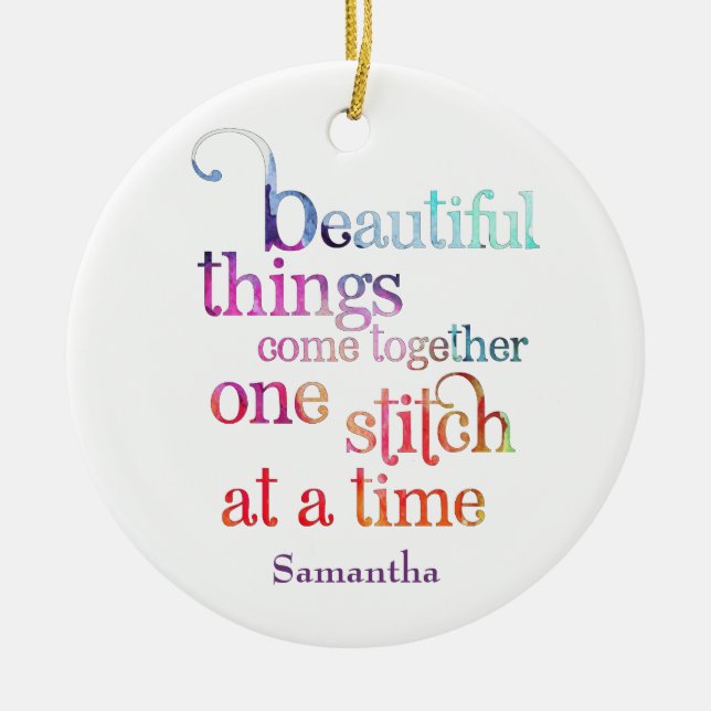 Knitting Sewing One Stitch at A Time Ceramic Ornament (Front)