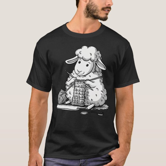 Knitting Sheep Adorable Crafting T-Shirt (Front)