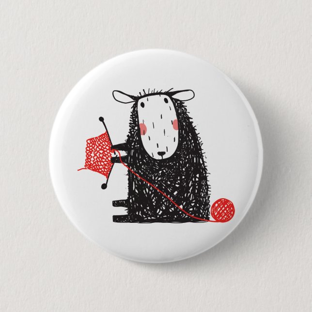 Knitting Sheep Button (Front)