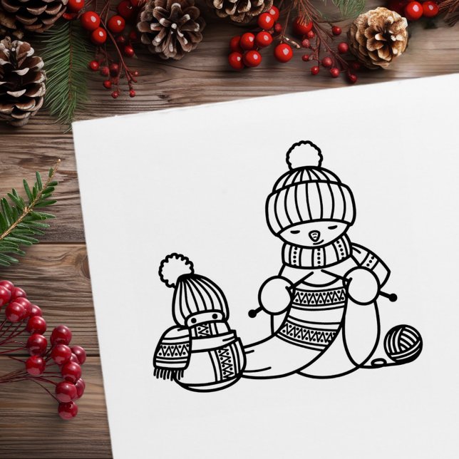 Knitting Snowman Rubber Stamp (Creator Uploaded)