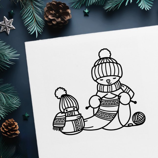 Knitting Snowman Self-inking Stamp (Creator Uploaded)