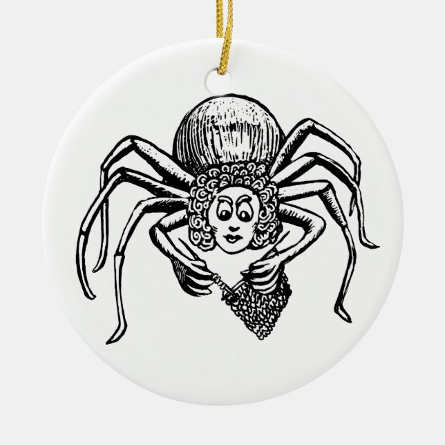 Knitting Spider Ceramic Ornament (Front)