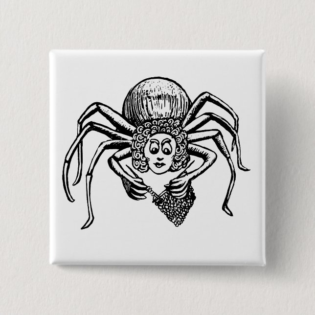 Knitting Spider (Tess) Pinback Button (Front)