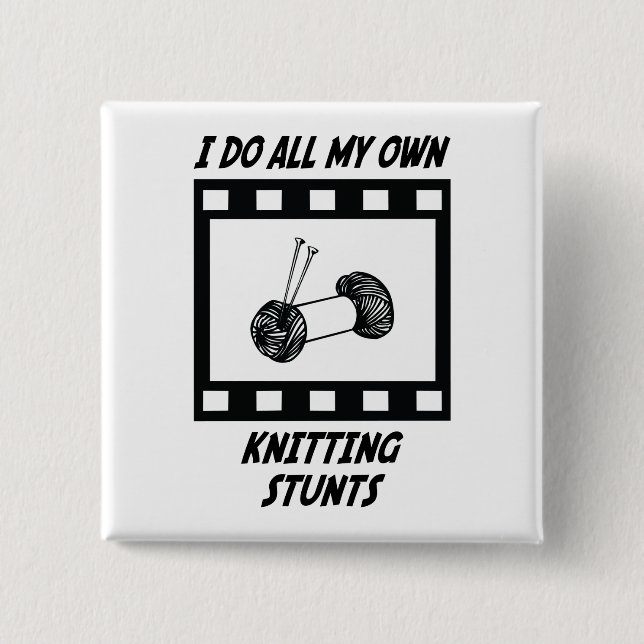 Knitting Stunts Pinback Button (Front)
