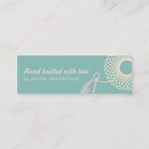 Knitting teal cream skinny business  sale cards