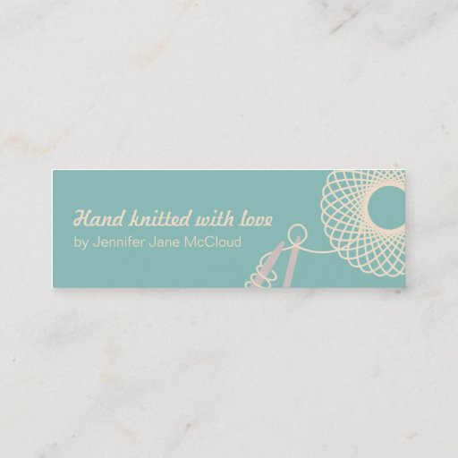 Customizable Knitting teal cream skinny business / sale cards business card