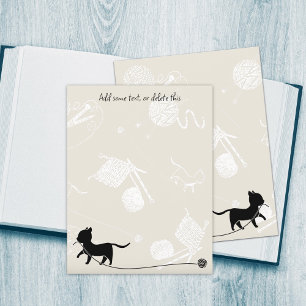 Knitting Theme Cats Yarn Blank Scrapbook Paper