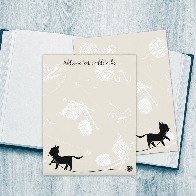 Knitting Theme Cats Yarn Blank Scrapbook Paper (Creator Uploaded)