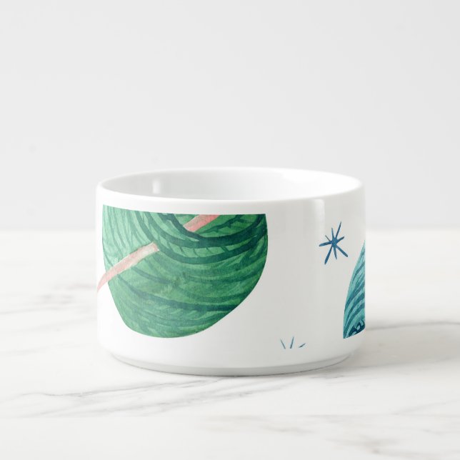 Knitting theme, watercolor seamless pattern. bowl (Center)