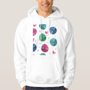 Knitting theme, watercolor seamless pattern. hoodie