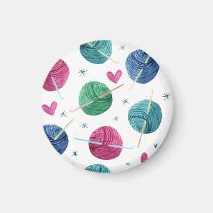 Knitting theme, watercolor seamless pattern. magnet