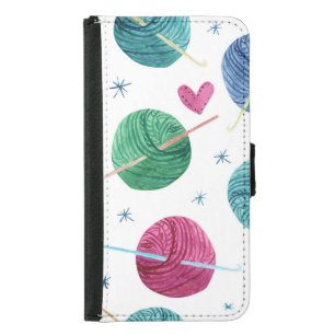Knitting theme, watercolor seamless pattern. samsung galaxy s5 wallet case