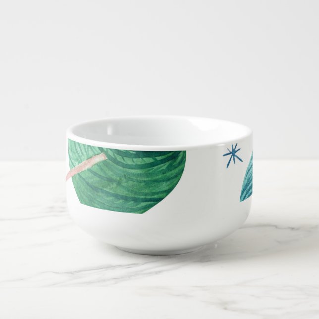 Knitting theme, watercolor seamless pattern. soup mug (Front)