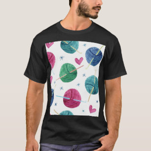 Knitting theme, watercolor seamless pattern. T-Shirt