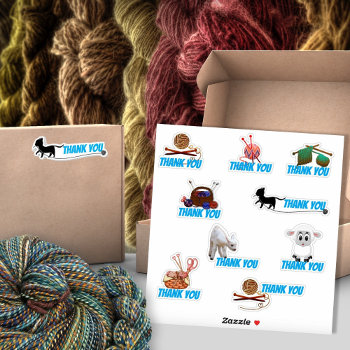 Knitting Themed Customer Thank You Sticker by pamdicar at Zazzle
