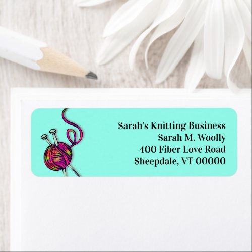 Knitting Themed Yarn n Needles Return Address Label