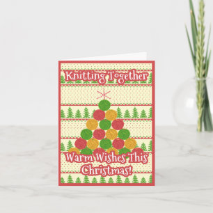 Knitting Together Festive Retro Yarn Christmas Holiday Card