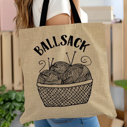 Knitting Tote Bag Funny Ball Sack Knitter Gift