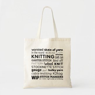 Knitting Tote Bag - Knitter's Word Collage